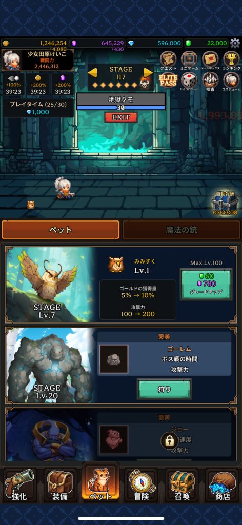 序盤その3：ペット・遺物などの強化先を増やして、成長の逃げ道を作る