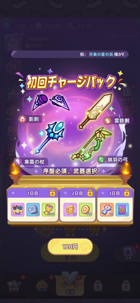 おすすめの課金内容