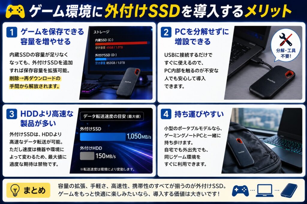 ゲーム環境に外付けSSDを導入するメリット