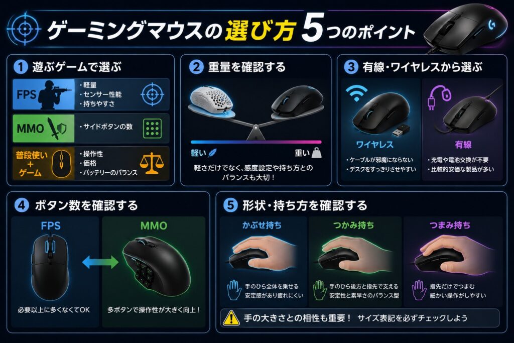 ゲーミングマウスの選び方