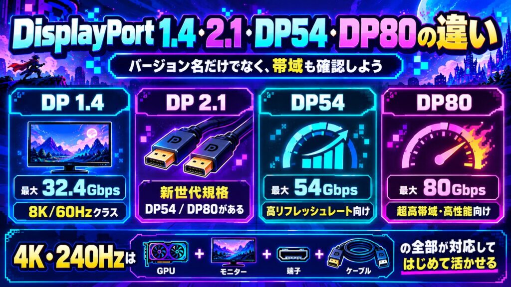 最初に知っておきたい｜DisplayPort 2.1なら全部同じではない