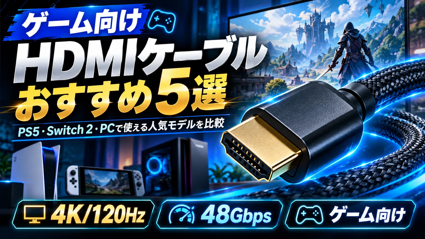 ゲーム向けHDMIケーブルおすすめ5選｜PS5・Switch 2・PCで使える人気モデルを比較