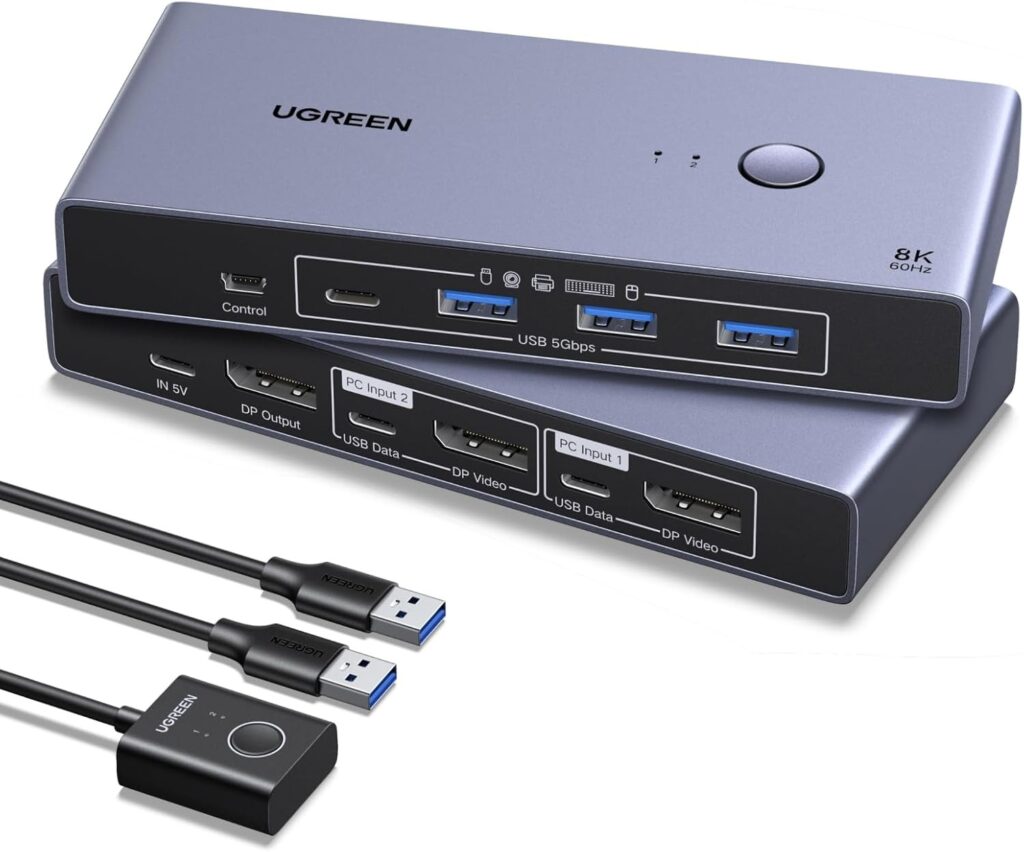 ① UGREEN DP1.4 KVM切替器｜高リフレッシュレート環境におすすめ