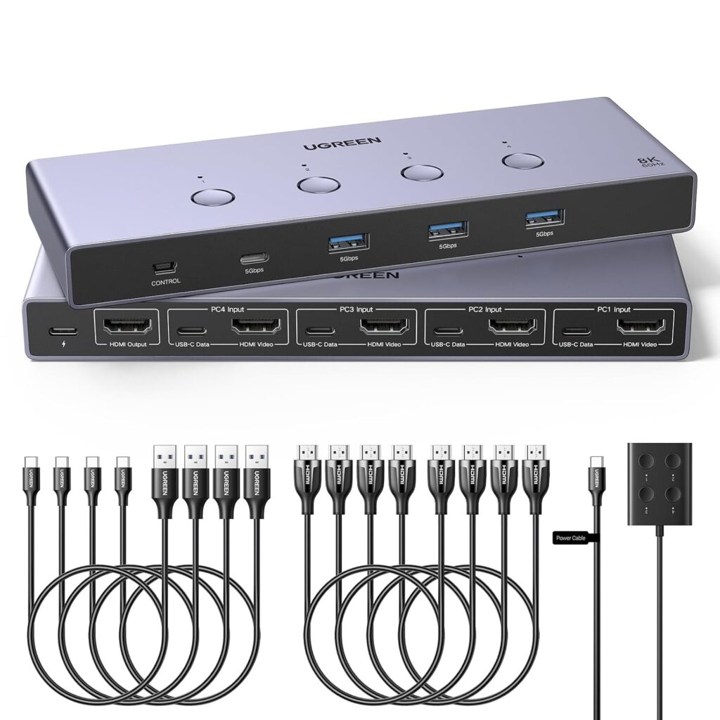 ③ UGREEN HDMI KVM切替器 4入力1出力｜4台のPCを1画面で管理
