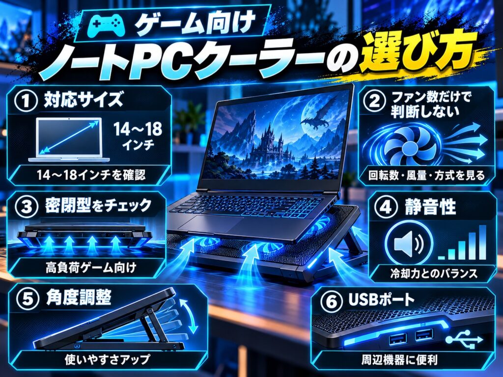 ゲーム向けノートPCクーラーの選び方