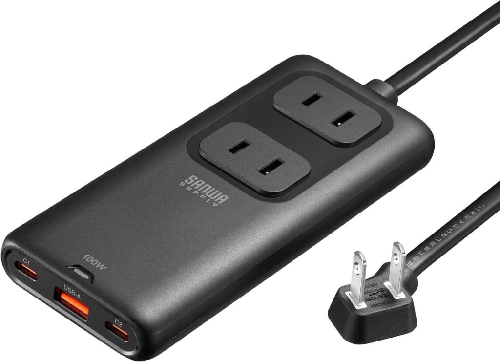 ① サンワサプライ TAP-SLIM7U-15BK｜USB-C充電までまとめたい人に