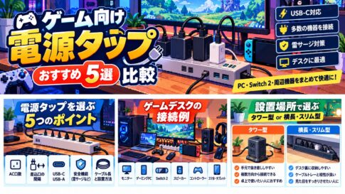ゲーム向け電源タップおすすめ5選｜USB-C・雷ガード・多ポートモデルを比較