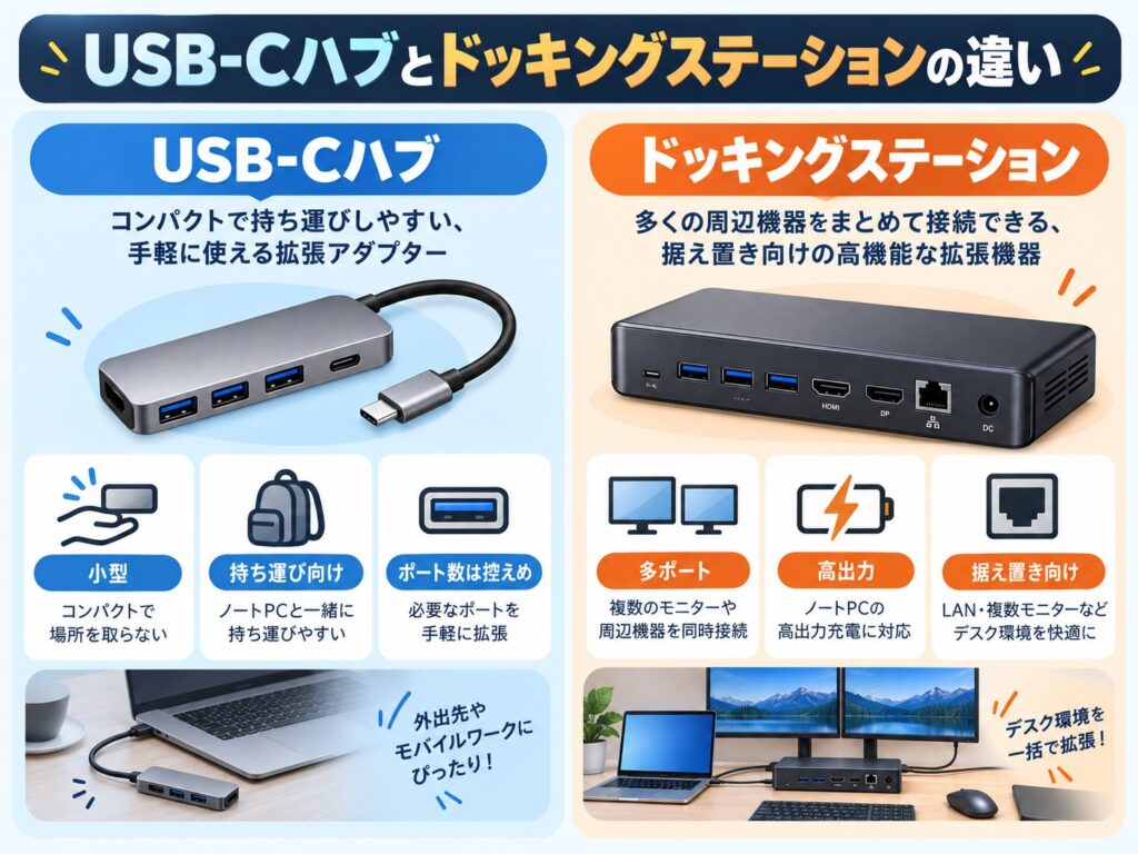 最初に知っておきたい|USB-Cハブとドッキングステーションの違い