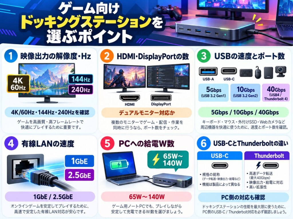 ゲーム向けドッキングステーションを選ぶポイント